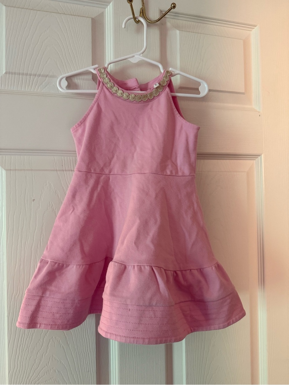 Janie and Jack Pink Sleeveless Dress with Embellished Collar